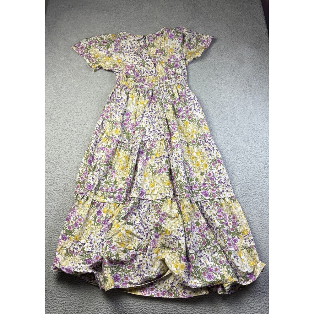 Maeve Anthropologie Dress Womens Medium Floral Somerset Maxi Tiered Cotton Boho